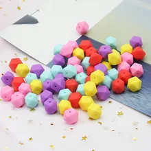 Anneau de dentition en Silicone pour bébé, 10 pièces/lot, perles hexagonales de 17mm de qualité alimentaire pour collier de dentition, fabrication de perles à mâcher en vrac 