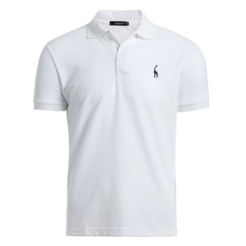 2 piece-white Новая летняя модная мужская рубашка поло, однотонная Облегающая рубашка с отложным воротником, хлопковая рубашка поло, мужские рубашки поло, 2 шт - Цвет: 2 piece-white