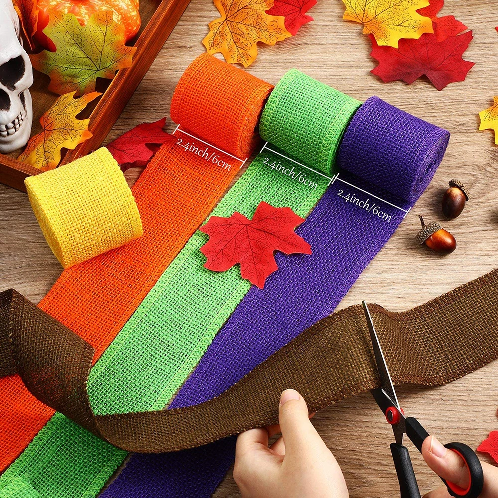 2 Meter bunte Jute-Sackleinen-Sackleinen-Rollen, farbiges Sackleinenband, natürliches DIY-Handwerk, Sackleinenband, Weihnachtsgeschenkverpackung – Detail 6