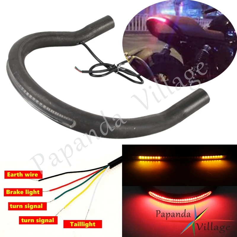 

Motorcycle Upswept Seat Frame Hoop Loop with LED Turn Signal Brake Tail Light for Suzuki GN125 GS125 Cafe Racer Large CC Bike