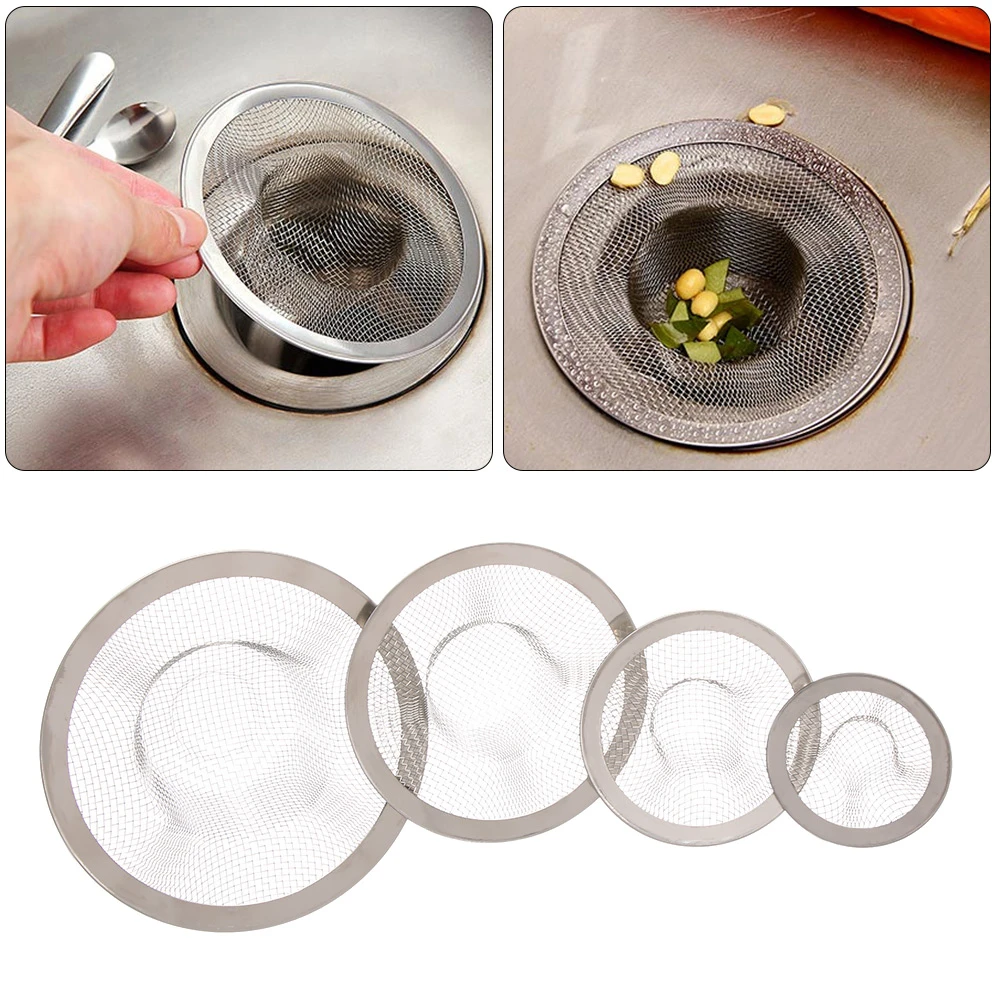 3/5pcs Stainless Steel Mesh Sink Strainer Drain Stopper Filter Bath