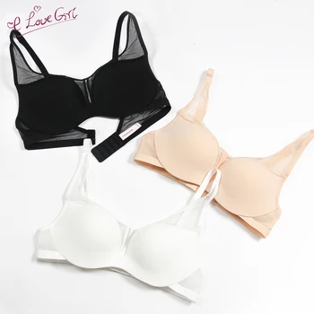 

Elovegirl Steel Ring SmallChest Smooth Solid Color Seamless Bra Adjustable After Double-breasted Push High Female Underwear