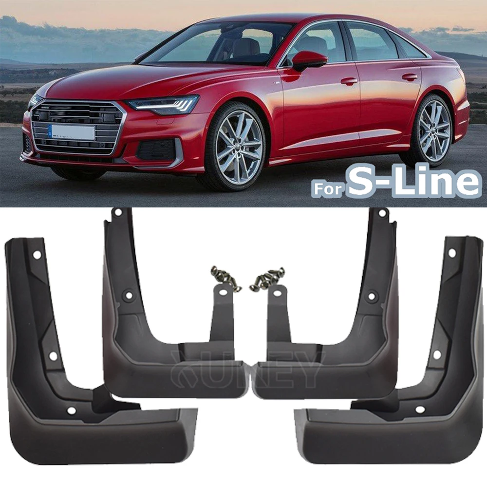 S-Line Model Передний задний брызговик для Audi A6 C8 салун S-Line Брызговики крыло брызговиков набор литых брызговиков - Цвет: S-Line Model