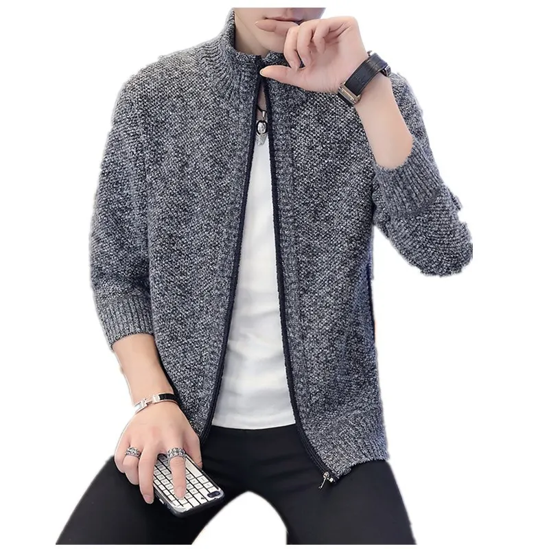 Fall and Winter 2019 Men's New Sweater Fashion Leisure Jacket Knitted Sweater Cardover Men's Sweaters
