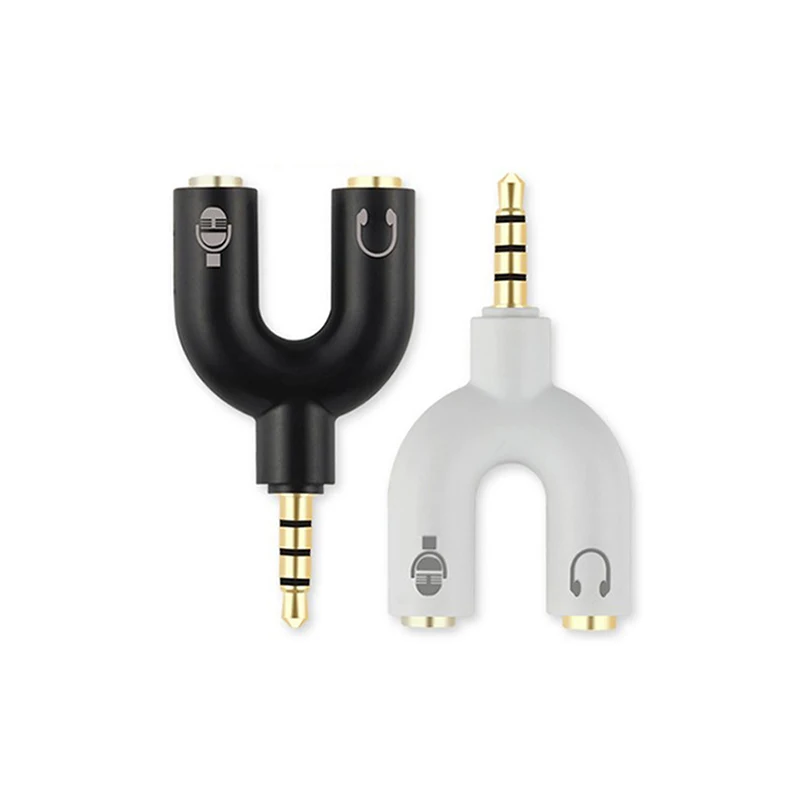 Top Quality U shape Earphone Adapter Converter 3 5MM 2 in 1 Stereo Audio Splitter Converter For Mic Headphone Computer Mobile
