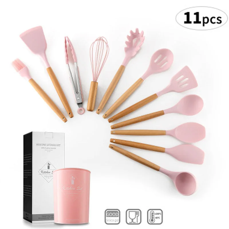 12PCS Silicone Kitchenware Cooking Utensils Set Heat Resistant Kitchen Non-Stick Cookery Utensil Baking Tools With Storage Box