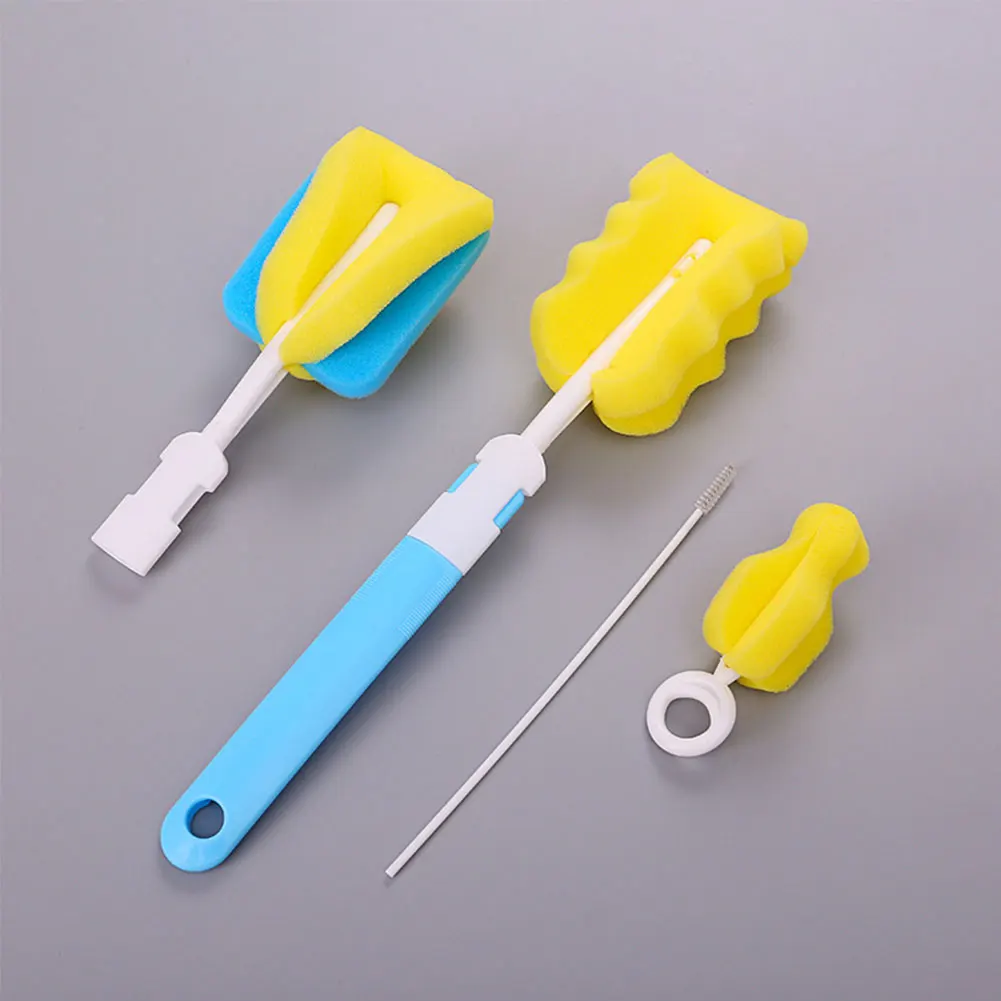 4Pcs/Set Silicone Bottle Cleaning Sponge Newborn Baby Milk Bottle Pacifier Spout Tube Glass Cup Washing Clean Brush Tool