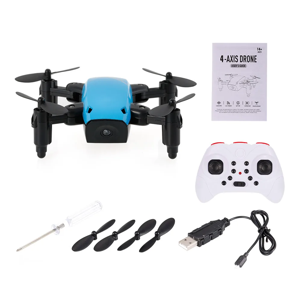 Мини-Дрон S9W 2,4G 4CH 0.3MP камера Wi-Fi FPV/No камера высота удержания полета планировка дистанционные игрушки складной Радиоуправляемый квадрокоптер - Цвет: Синий