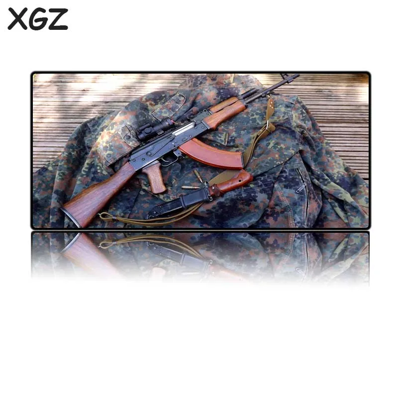 XGZ Large Mouse Pad Black Lock Edge Camouflage Ak Military Knife Custom Internet Cafe Computer Desk Mat Rubber Non-slip Coaster