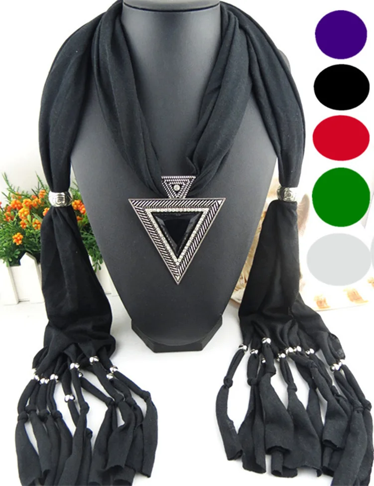 

Bohemian retro polyester sweat scarf atmosphere triangle pendant jewelry scarf jewelry pendant scarf