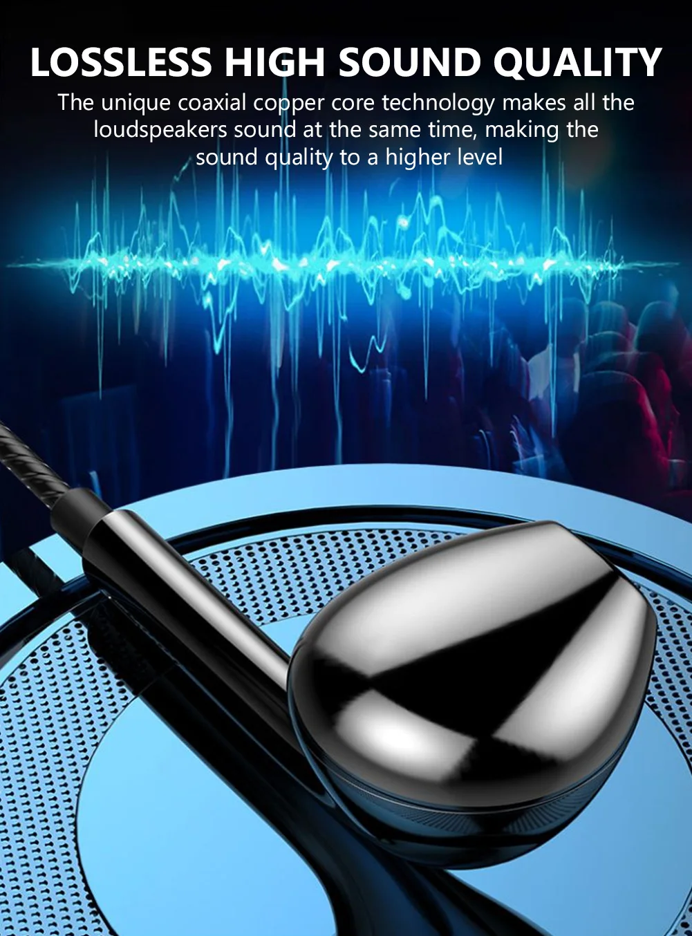 3.5mm Wired Earphones Bass Stereo Earbuds Gym Sports Headphones with Mic Stereo Headset for iPhone Samsung Xiaomi Huawei PC