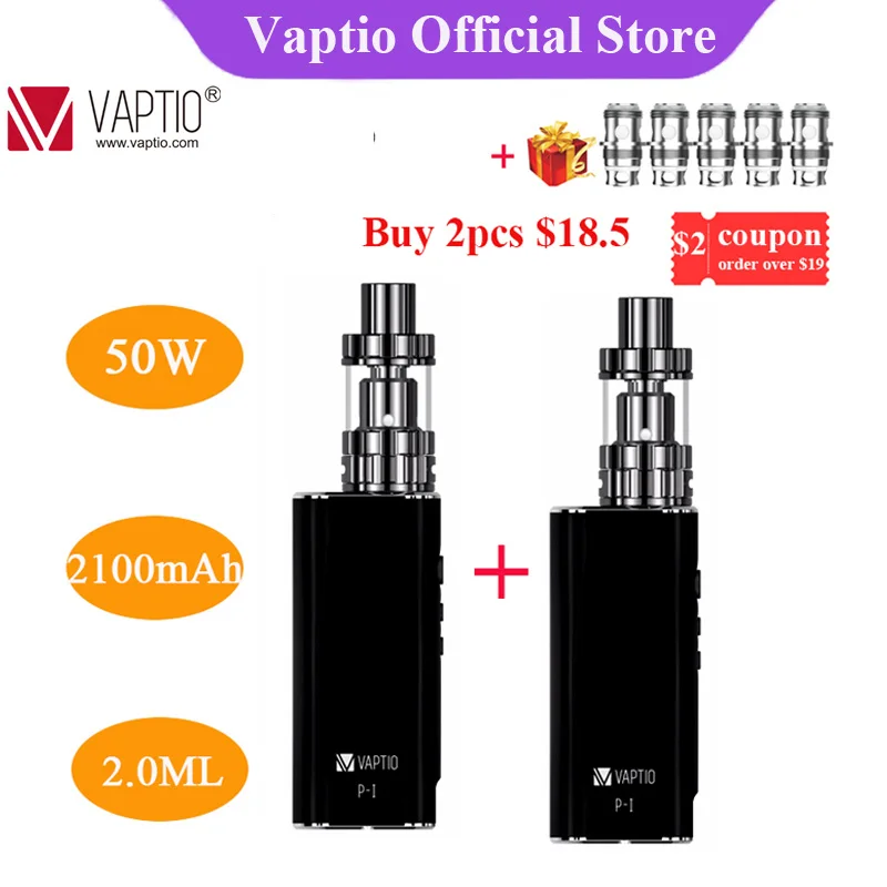 Электронная сигарета Vaptio P1 TF/P1 комплект 50 W испаритель 2100 mah Встроенный аккумулятор 2/3 мл E-распылитель жидкости катушки 0.25ohm vapor