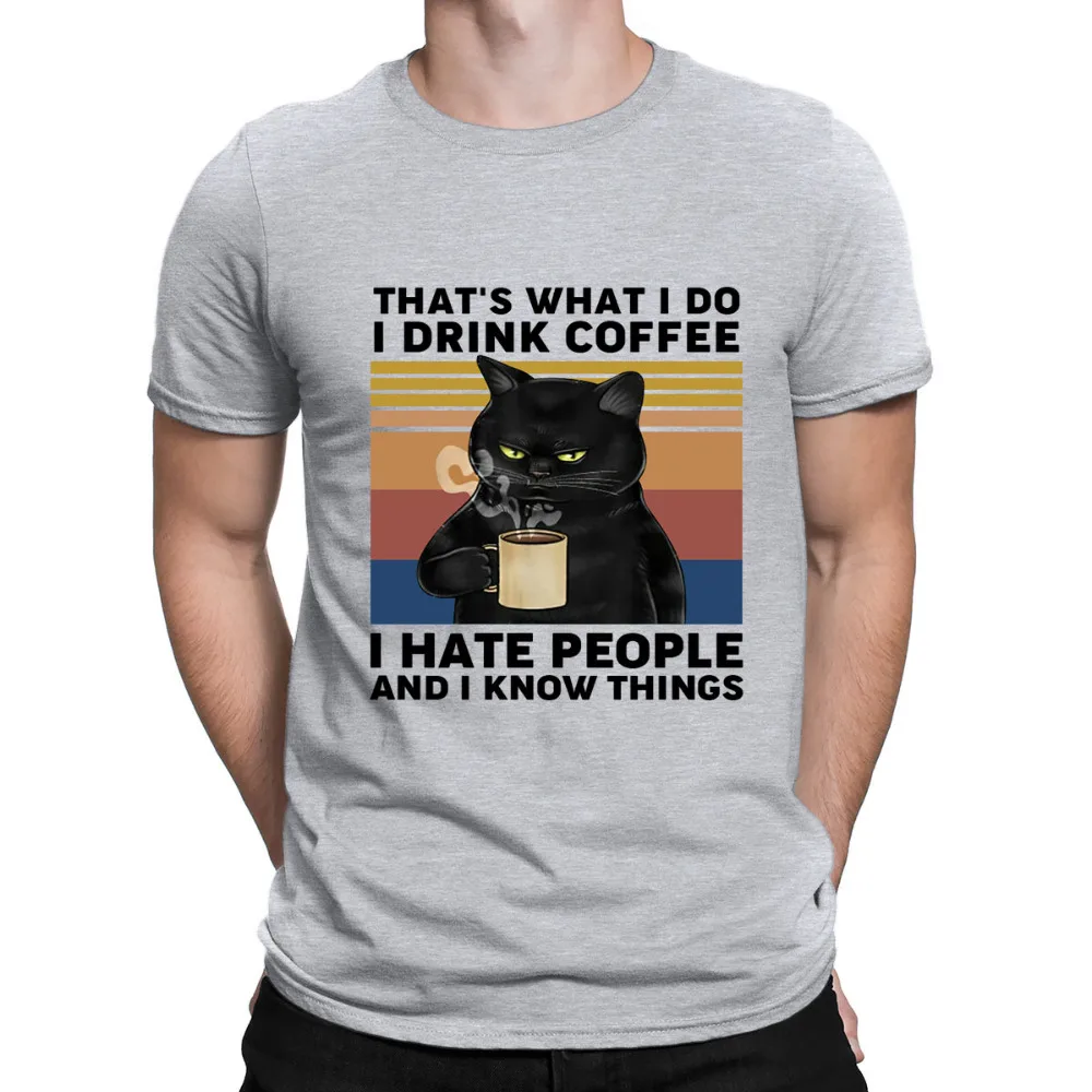 i drink coffee cat t shirt for men funny cat t shirt for cat dad black cat t shirt for male gifts for cat lovers