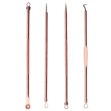 4 шт. розовое золото для удаления угрей, инструмент для макияжа, набор для черных точек угри, прыщи экстрактор прыщиков жидкость для снятия