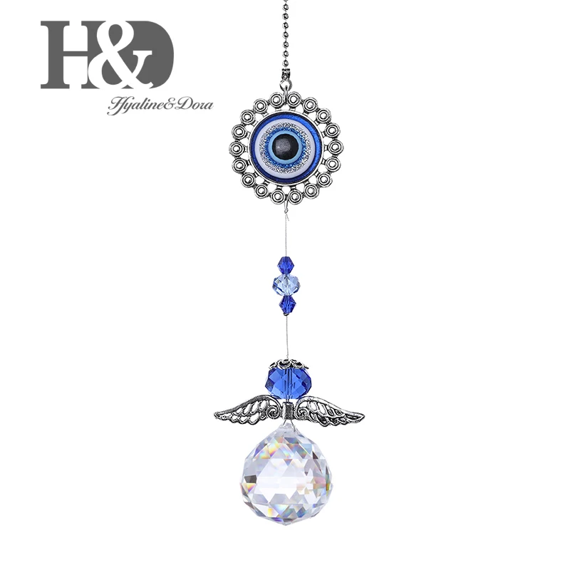 H& D DIY счастливый Хамса турецкий синий сглаза Кристалл Шарм Suncatcher кулон ветер колокольчик амулет дома стены сада висячие украшения - Цвет: DE1915730