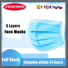 Free Ship 10Pcs 3Layer Disposable Earloop Face Mouth Masks Facial Safety Personal Outdoor Mask Mascarillas 72h Express Delivery