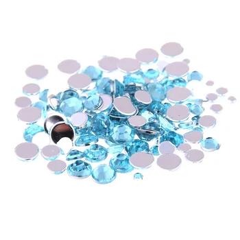 

Aquamarine Color 1.5~12mm Flat Back Round Acrylic Rhinestones Beads,3D Acrylic Nail Art / Garment Decoration