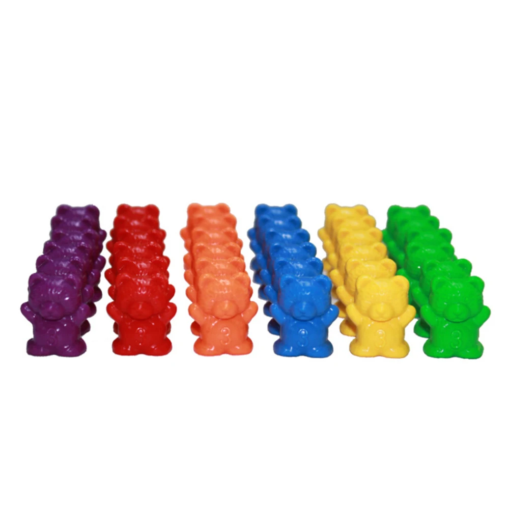 60pcs Bear Shape Weight with Scale Mark Science Education Toy Professional Kindergarten Experiment Math Color Teaching Aid