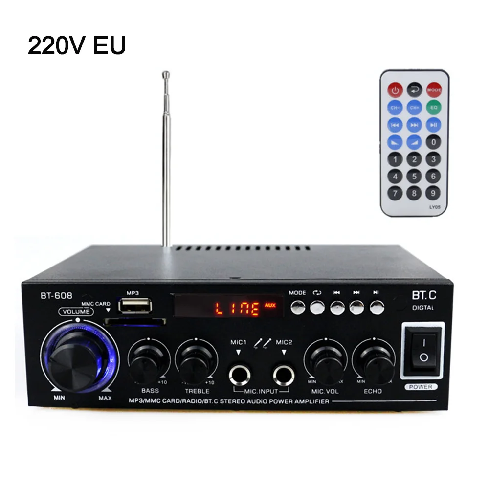Домашние усилители аудио Bluetooth Сабвуфер FM SD Мини HIFI Усилители мощности для автомобиля домашний кинотеатр звуковая система ЕС/США