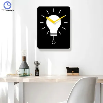 

Wall Clock Acrylic Modern Quartz Home Decoration Light Bulb Personality Office Vintage Mirror Living Room Simple Silsent Nordic