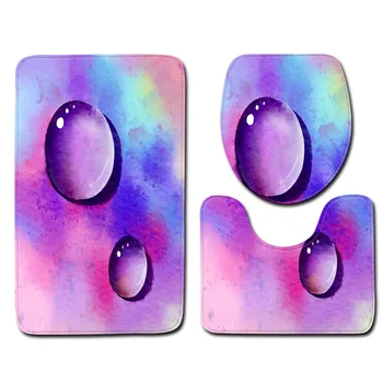 

Water Drop Bathroom Toilet Three-Piece Floor Mat Door Mat Bathroom Carpet Cover Shower Carpets Bathroom Mat Set