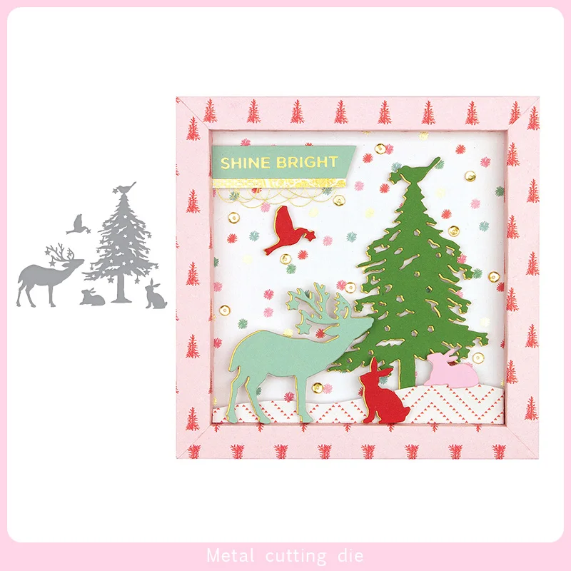 

Christmas Tree and Deer Metal Cutting Dies for DIY Scrapbooking Photo Album Decorative Embossing Paper Card Crafts Die Cut 2019