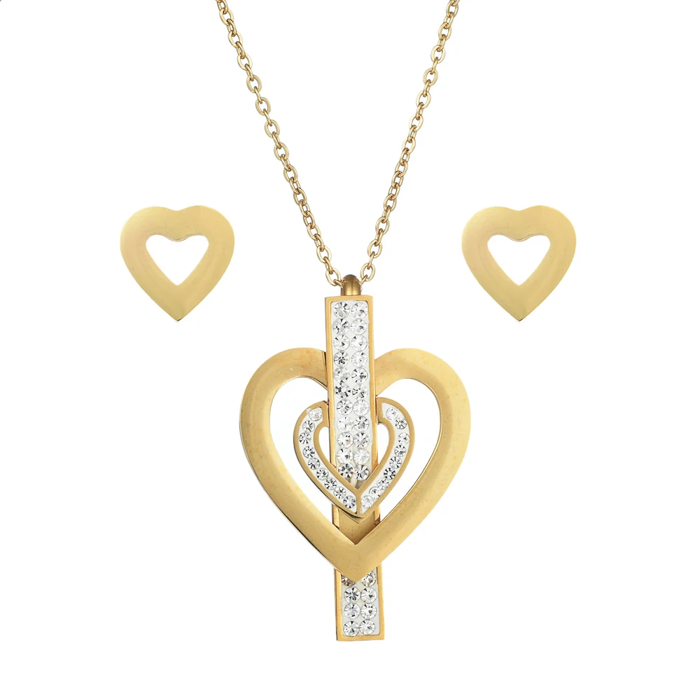 

Jewelry Set For Women Silver & Gold Color Round Design Necklace Stud Earrings Party Jewelry 2020