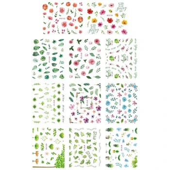 

11 PCS / LOT SIMULATION EMULATION SELF-ADHESIVE 3D NAIL TATTOOS STICKER SPRING TROPICAL FLOWER LEAF FLORAL POTTED PLANT E732-742