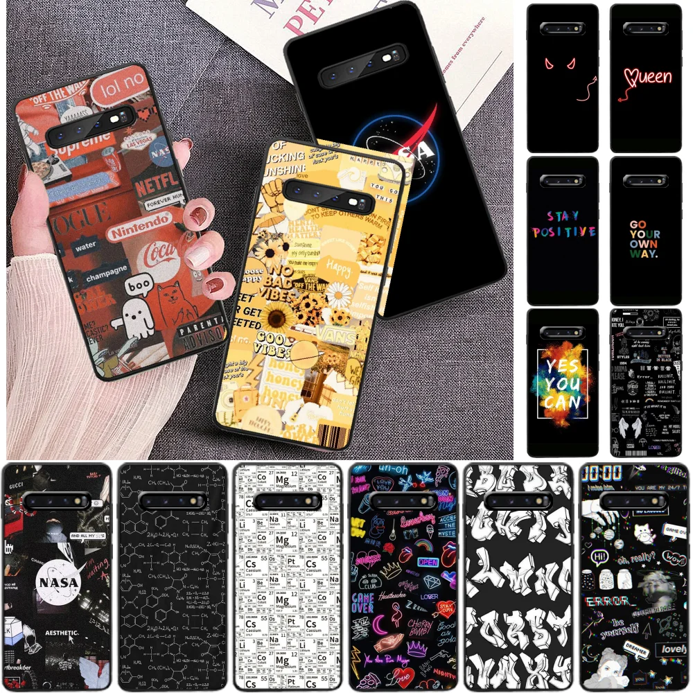 

LJHYDFCNB moda Graffiti Black TPU Soft Rubber Phone Cover for Samsung S9 plus S5 S6 edge plus S7 edge S8 plus S10 E S10 plus