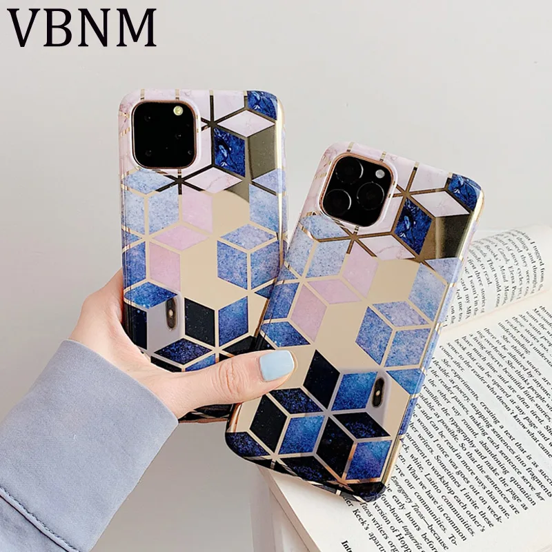 Роскошный золотой мраморный чехол для телефона с геометрическим узором iPhone 11 Pro