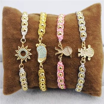 

10pcs/lot New design colorful Child/Sunflower charm cz bracelet,plated cubic zircon component,popular bracelet cheap wholesale