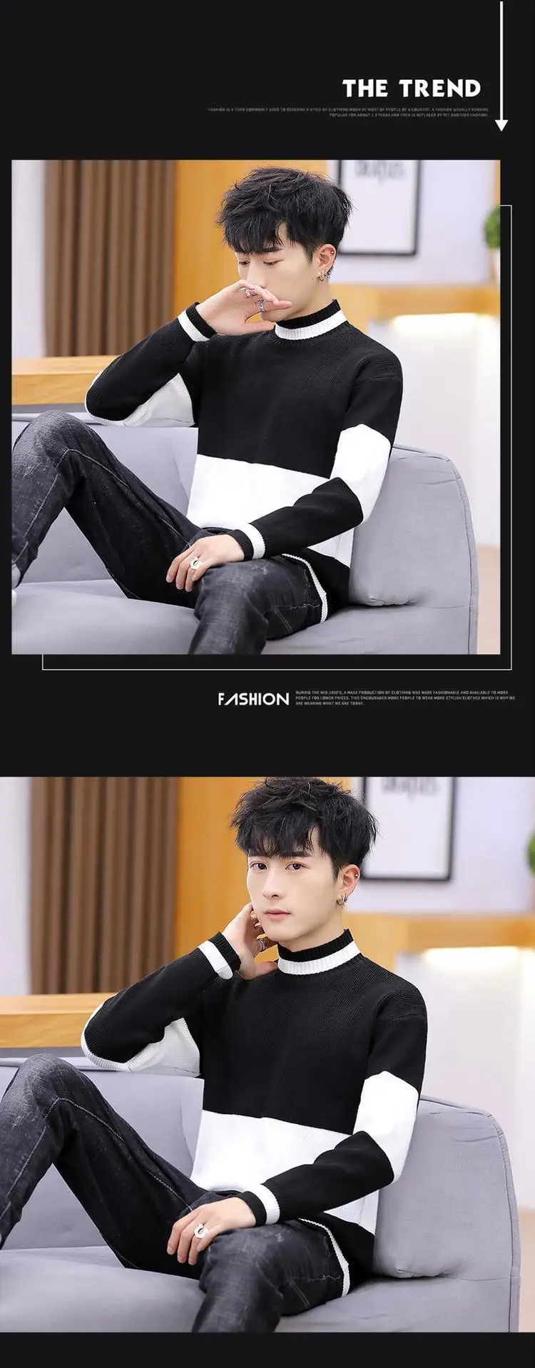 New Men's Sweaters Spring Mens Sweater Half-high collar Knitted Pullovers Homme 3XL Hot Sale Soft Thin Wool Men Sweater