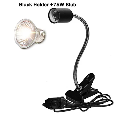 75W Black Set 220V лампа для рептилий комплект с зажимом керамический свет держатель UVA+ UVB 3,0 черепаха базая УФ-нагрев лампа набор черепашек ящериц огни - Испускаемый цвет: 75W Black Set
