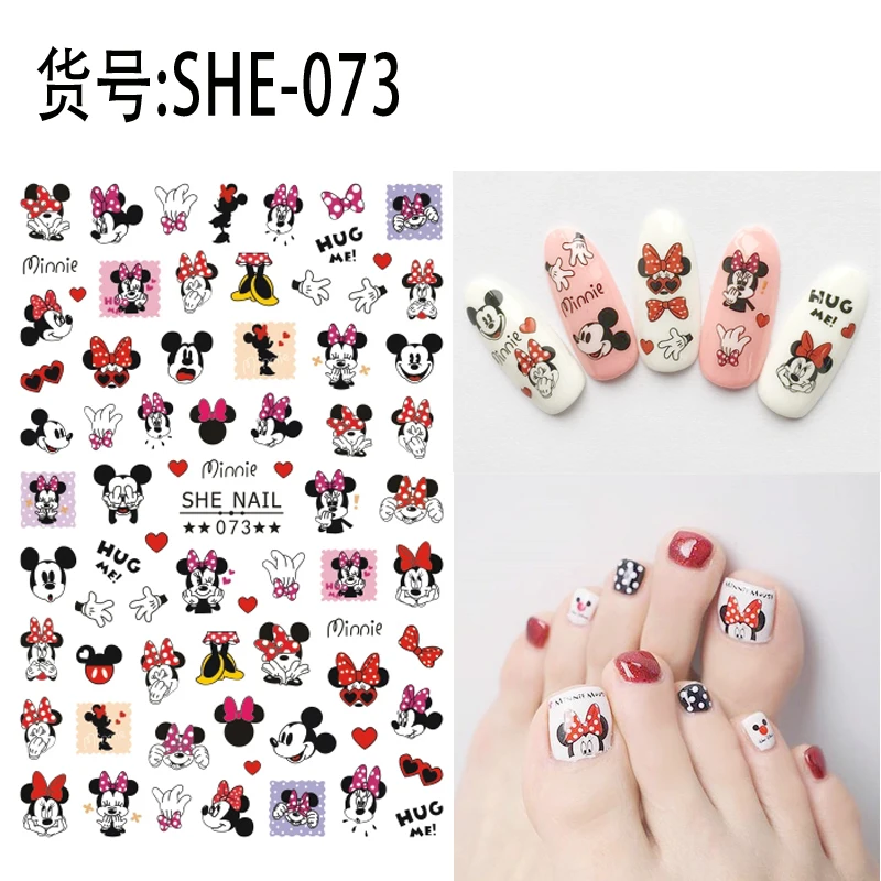 1PCS Disney Cartoon Anime Stitch Nail Sticker Mickey Mouse Donald Duck Nail Slider Dumbo Lion King Art Nail Decoration