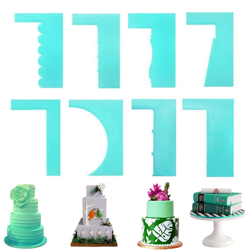 

Cake Scraper Decorating Comb Pastry Icing Smoother 8 Design Textures Fondant Fashion Spatulas Baking Tools Cake Confectionery