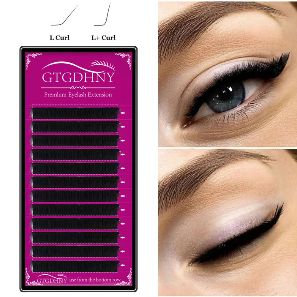 

GTGDHNY Faux Mink Eyelash Extension C D L L+ Individual Eyelashes Matte Black Russian Volume Private Label Lashes Makeup Cils