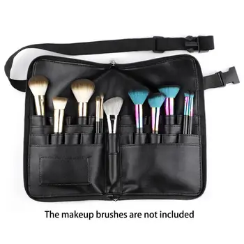 

24Pockets Professional Makeup Brush Bag Black PU with Belt Strap Cosmetic Multifunctional Makeup Brush Bag for Women makeup tool