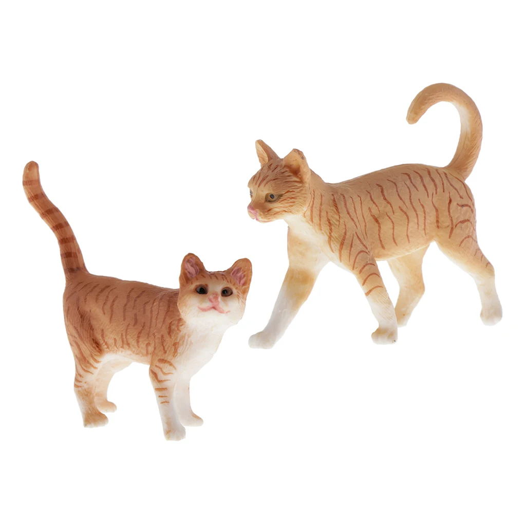 Cute Cat Figure Toys Realistic Cat Models Figurines Toys Decor Toy 2pcs/set