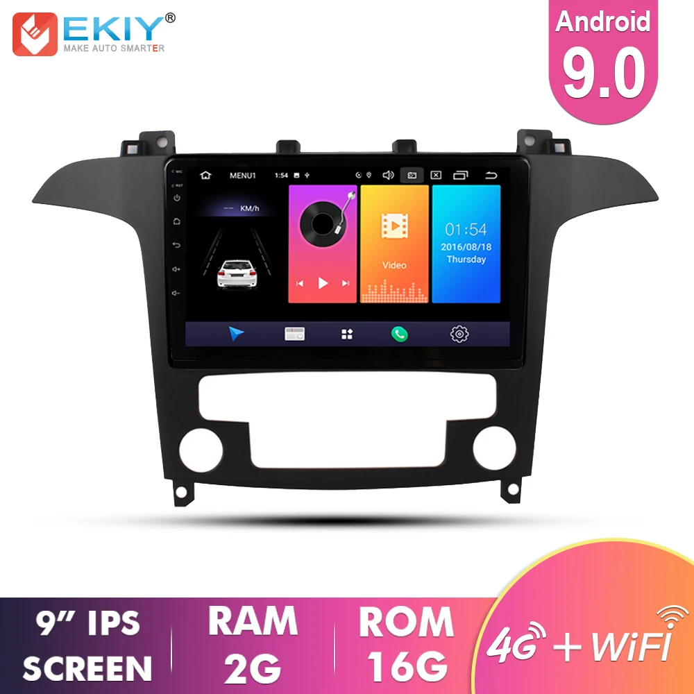 

EKIY 9'' IPS Car Radio Android 9.0 Auto Stereo Multimedia For Ford S-Max Ford s max 2007 2008 GPS Navi Navigation 4G WiFi Player