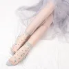 1 Pair Breathable Ultra Thin Socks Summer Women Transparent Lace Silk Crystal Rose Flower Girls Female Elastic Short Socks ► Photo 3/6