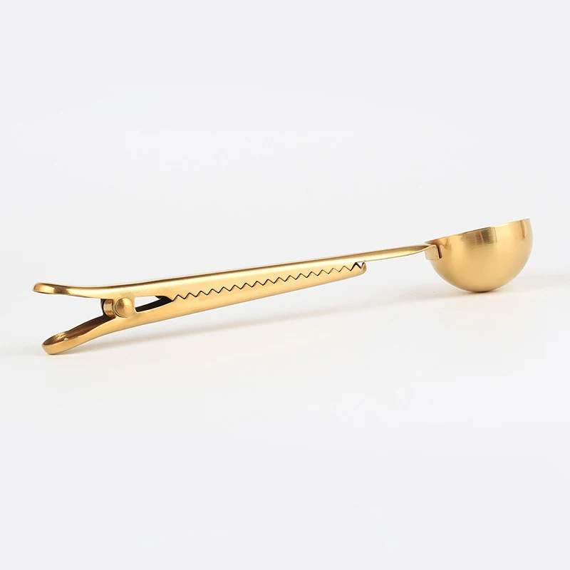 Two-in-one Stainless Steel Coffee Spoon Sealing Clip Kitchen Gold Accessories Cafe Expresso Home Decoration |