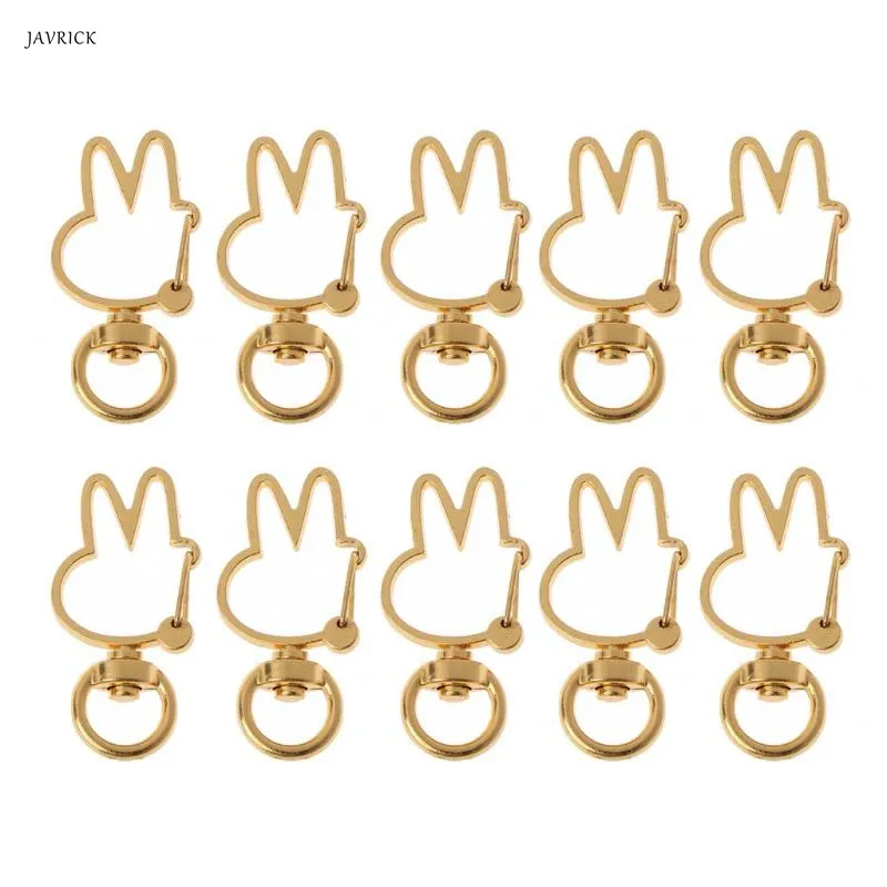 

Classic Key Ring 10Pcs Cute Rabbit Keychain Metal Swivel Lobster Clasp Snap Hook Jewelry Findings