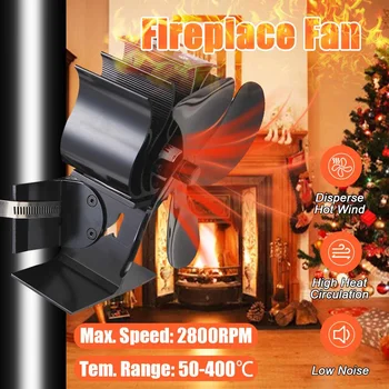 

Efficient Pipe Mounted 4 Blades Heat Powered Stove Fan Log Wood Burner Ecofan Quiet Home Heat Distribution Fireplace Fan