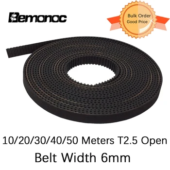 

Bemonoc 10/20/30/40/50Meters T2.5 Open Timing Belt Width 6mm Pitch 2.5mm Rubber Neoprene Fiberglass T2.5 Synchronous Pulley Belt