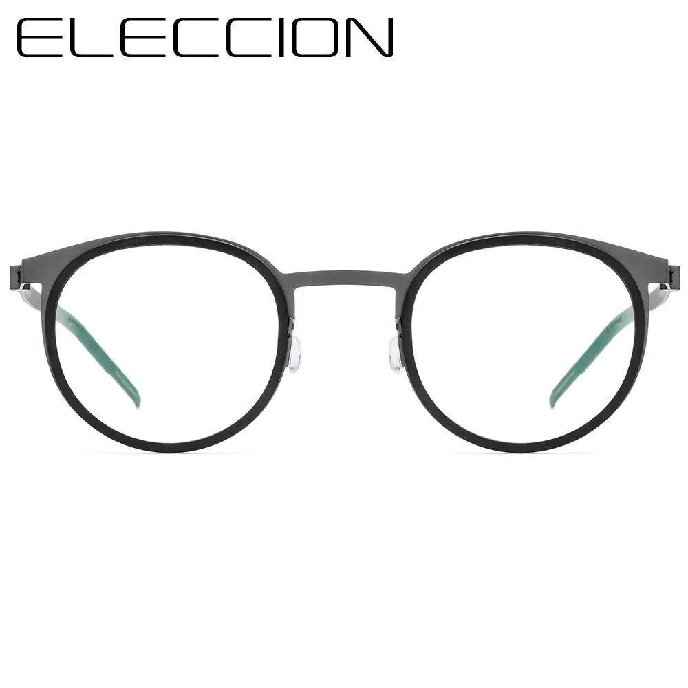 ELECCION Titanium Glasses Frame Men Optical Myopia Prescription Eyeglasses Women Ultralight Round Eyeglasses Korea Denmark 28605