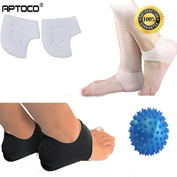 

Apcoto 5 Pcs Plantar Fasciitis Therapy Wrap Kit Massage Ball Arch Support Silicone Heel Sleeve