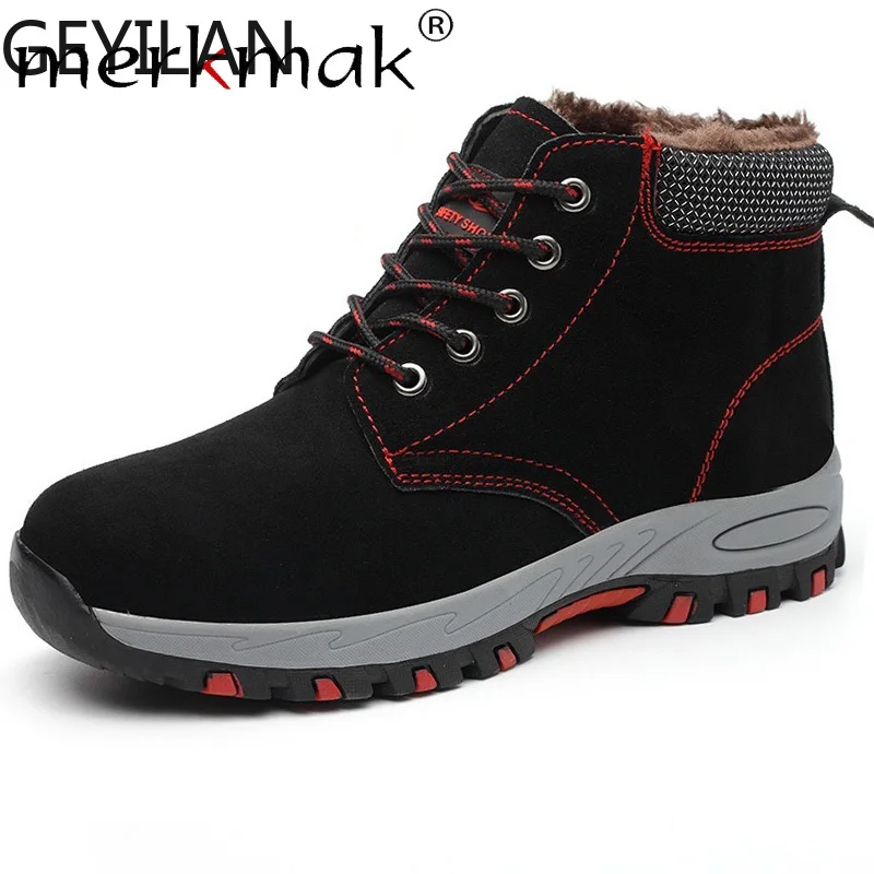 

2019 Autumn Boot Men Casual Leather Shoes Winter Warm Man Boot Work Shoe Outdoor Lace Up Chaussure Homme Big Size 36-46