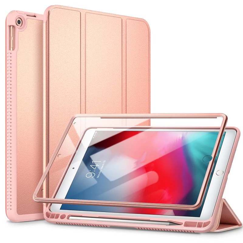 Роскошный флип кожаный жесткий чехол для iPadAir 3 ультра тонкий PU для Apple iPad Air 10,5 чехол задняя крышка Coque Fundas корпус - Цвет: Rose gold