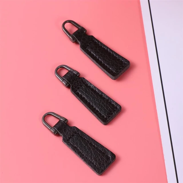 6x Leather Zipper Pull Tab Fixer Zipper Tags for Clothes Boot Jacket  Luggage Repair Accessories