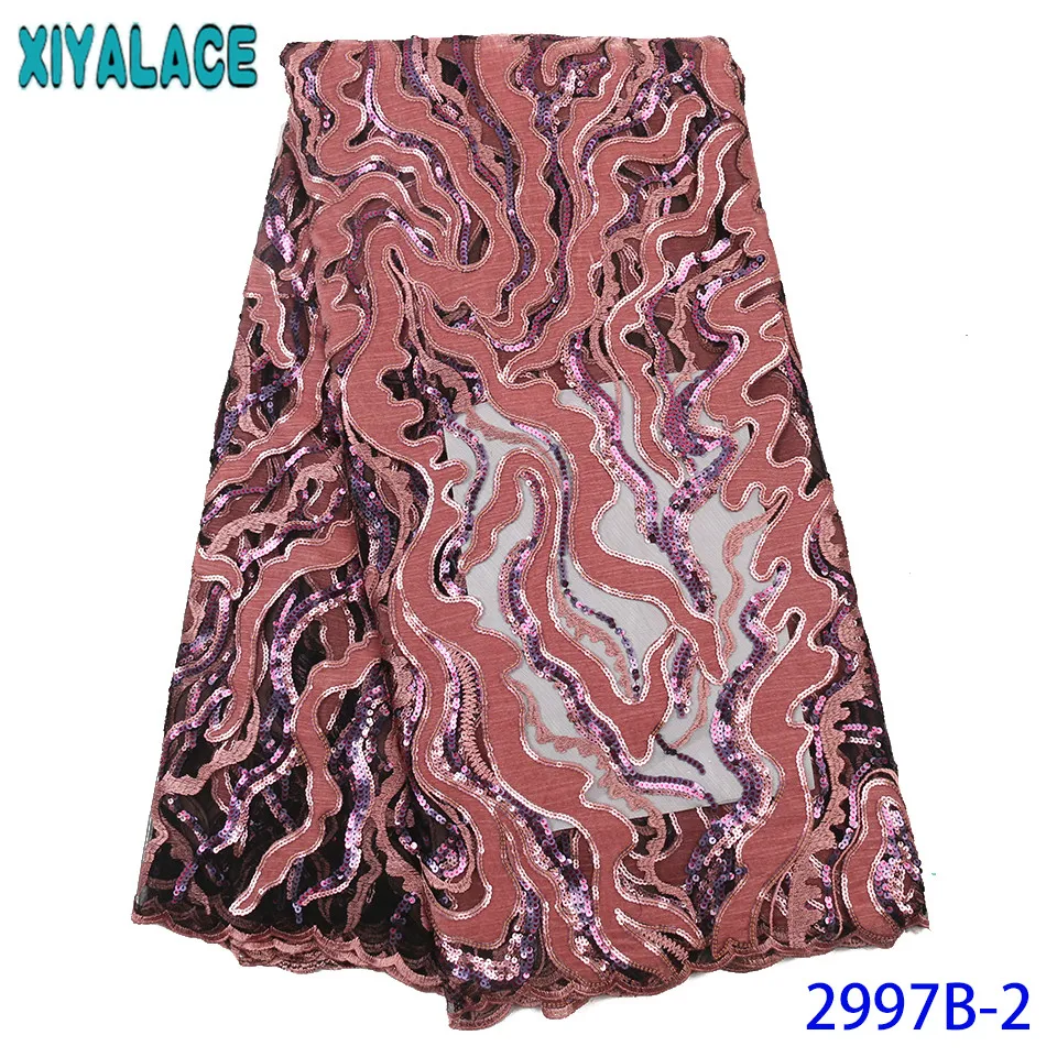 Нигерийский Тюль кружевная ткань Лидер продаж бархатная ткань кружево французская Сетка кружевная ткань с блестками для женских платьев KS2997B